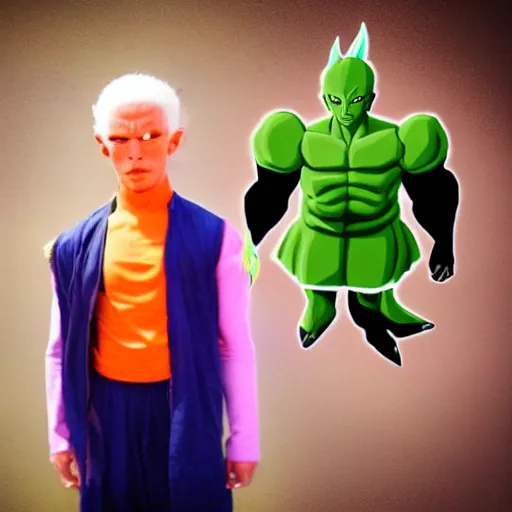 Prompt: Man poorly cosplaying as Piccolo from Dragon Ball Z, award winning photo, 4K,