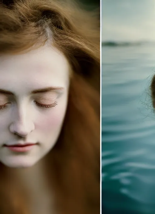 Image similar to Kodak Portra 400, 8K, soft light, volumetric lighting, highly detailed, sharp focus,britt marling style 3/4, Close-up portrait photography of a beautiful woman how pre-Raphaelites a woman with her eyes closed is surrounded by water +symmetrical frontal top view face, with the nape in the water. a beautiful lace dress and hair are intricate with highly detailed realistic beautiful flowers , Realistic, Refined, Highly Detailed, natural outdoor soft pastel lighting colors scheme, outdoor fine art photography, Hyper realistic, photo realistic