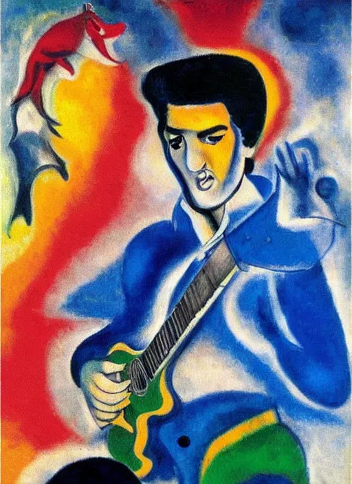 Prompt: oil painting of elvis presley by chagall