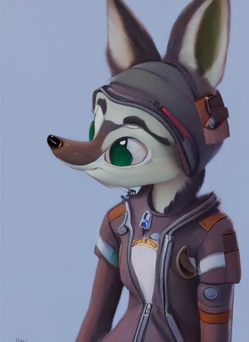 Prompt: oil painting detailed full body of anthromorphic female wolf, in style of zootopia, zootopia, zootopia, fursona, furry, furaffinity, 4 k, deviantart, furry art, fursona art, wearing astronaut outfit, in style of zootopia, wolf fursona, cyberpunk, female, detailed feminine face,