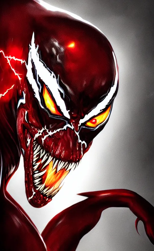 Image similar to full body portrait of venom as the flash, black and red, dynamic lighting, cinematic, ultra detailed, trending on art station, stunning visuals, creative, fantasy concept art