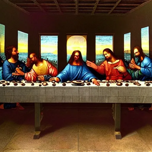 Prompt: the last supper by Leonardo Da Vinci with the characters of starwars