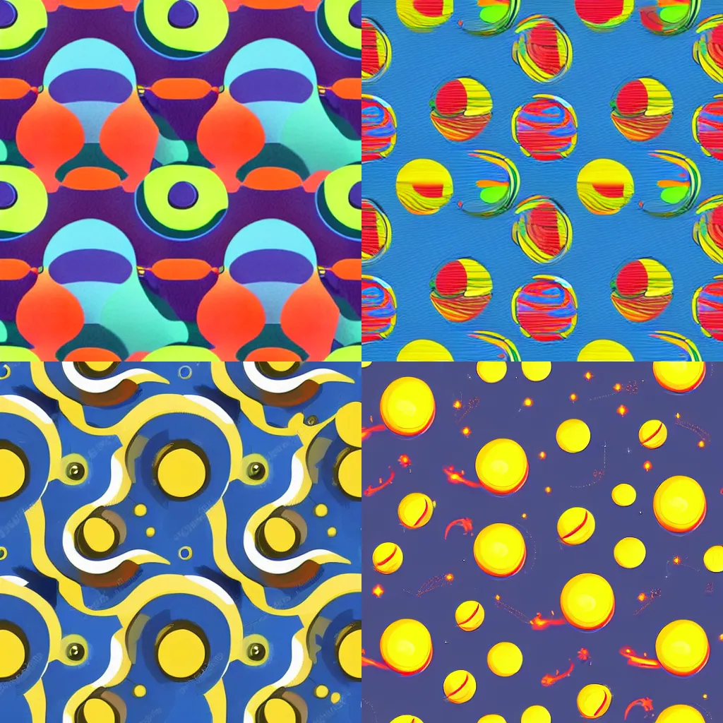 Prompt: 2d seamless pattern, alien planets shaped like squares, clean lines, colorful, Edward hopper