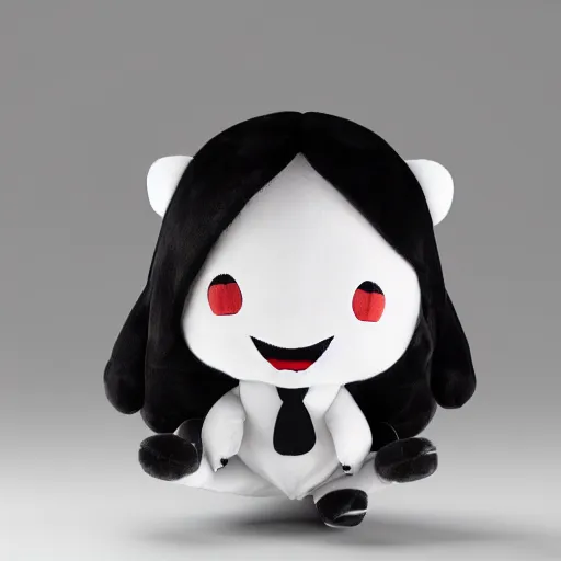 Prompt: cute fumo plush of a dark black and white - haired prankster, anime, vray