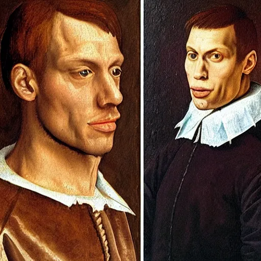 Image similar to A 16th century mannerism painting of Jerma985, portrait of Jerma985, grainy, realistic, very realistic, hyperrealistic, highly detailed, very detailed, extremely detailed, very neat, very epic, very cool, detailed, trending on artstation