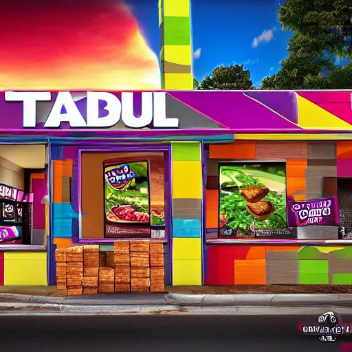 Prompt: an advertisement for taco bell ’ s newest menu items from the year 2 0 3 6, high detail f / 2 0 hdr