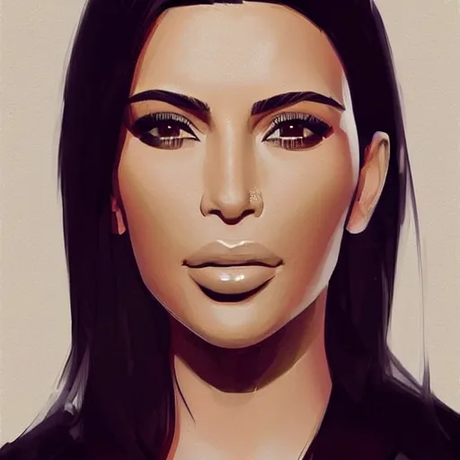 Image similar to “ portrait of kim kardashian by greg rutkowski, young, attractive, highly detailed portrait, scifi, digital painting, artstation, concept art, smooth, sharp foccus ilustration, artstation hq ”