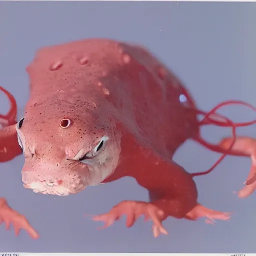 Image similar to 1 9 8 0 s yearbook photo of an axolotl, studio photography