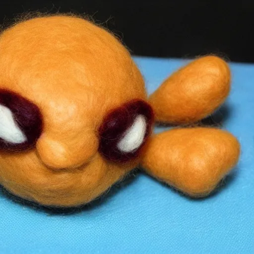 Image similar to a needle felted goomba, video game needle felting art.