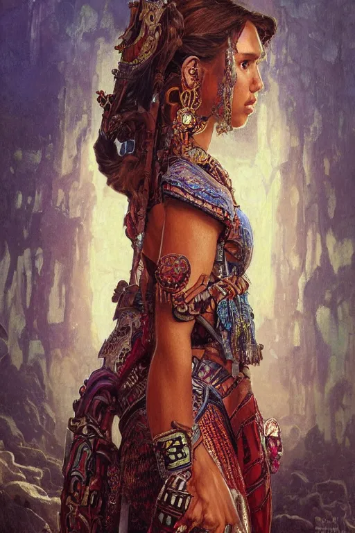 Prompt: Jessica Alba portrait, Aztec, Mayan, fantasy, elegant, intricate, by Stanley Artgerm Lau, greg rutkowski, thomas kindkade, alphonse mucha, loish, norman Rockwell