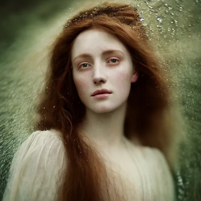 Prompt: Kodak Portra 400, 8K,ARTSTATION, Caroline Gariba, soft light, volumetric lighting, highly detailed, britt marling style 3/4 , extreme Close-up portrait photography of a beautiful woman how pre-Raphaelites,inspired by Ophelia paint, the face emerges from water of Pamukkale, hair are intricate with highly detailed realistic beautiful flowers , Realistic, Refined, Highly Detailed, interstellar outdoor soft pastel lighting colors scheme, outdoor fine art photography, Hyper realistic, photo realistic