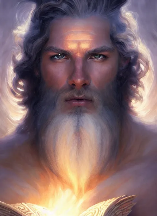 Prompt: portrait of a demigod of zeus, digital art by artgerm and greg rutkowski, gaston bussiere, sakimi chan and android jones and karol bak, cinematic lighting, trending on artstation, volumetric dust, intricate, elegant