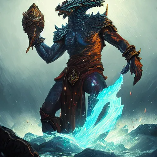 Image similar to The dragon of thunder with thunder sparkling on his body, epic fantasy style, in the style of Greg Rutkowski, hearthstone artwork