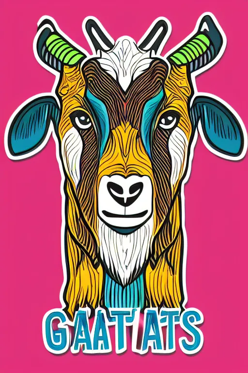 Prompt: A portrait of a goat wearing a bandana, sticker, colorful, illustration, highly detailed, smooth and clean vector curves, no jagged lines, vector art, smooth