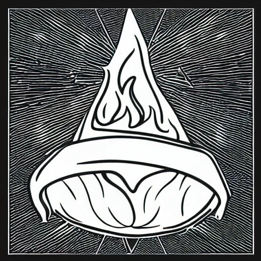 Image similar to mage pointy hat on fire vector art, logo, black and white, clear, no watermarks