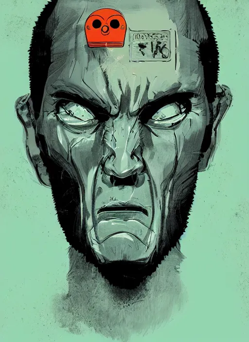 Image similar to highly detailed delirium face portrait of inkor in prison by petros afshar, tom whalen, laurie greasley, war face by greg rutkowski