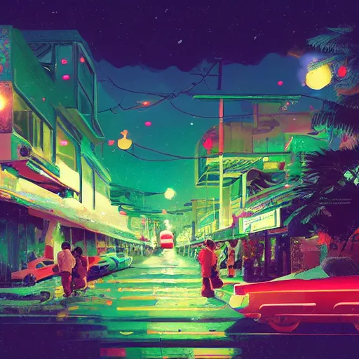 Image similar to christmas in hawaii by james gilleard and liam wong and jeremy mann, extra wide angle