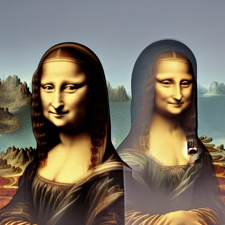 Image similar to Street-art portrait of Mona Lisa in style of Etam Cru