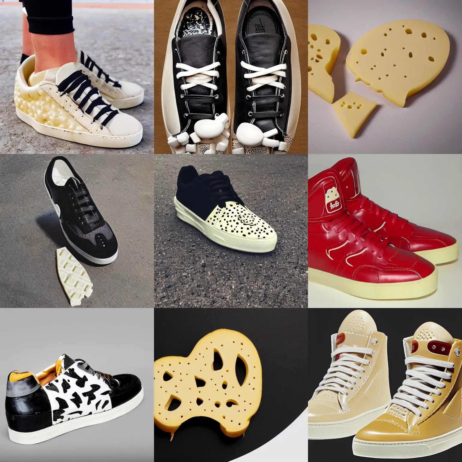 Prompt: Swiss cheese in the shape of a sneaker shoe