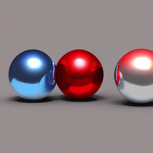 Prompt: chrome spheres on a red cube, rendered in eevee
