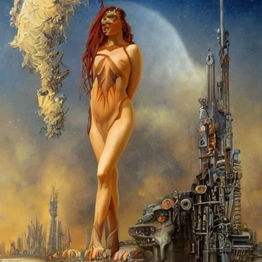 Image similar to an amazing masterpiece of art by gerald brom, district 9 slum