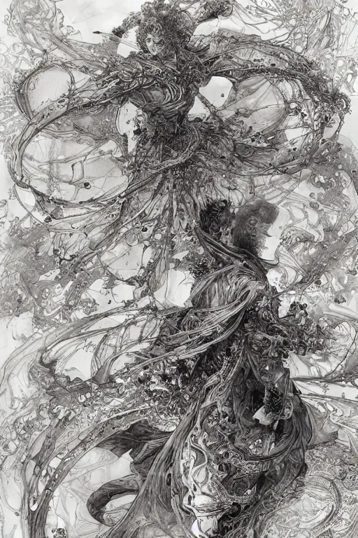 Image similar to Healing the world one soul at a time , pen and ink, intricate line drawings, by Yoshitaka Amano, Ruan Jia, Kentaro Miura, Artgerm, watercolor