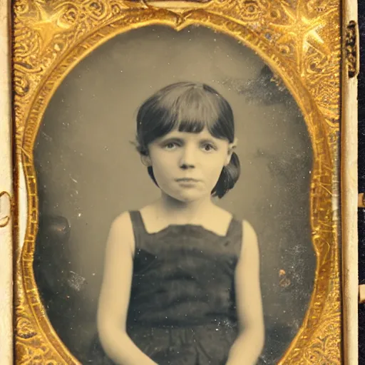 Image similar to tintype photo, girl with star fish, bottom of the ocean