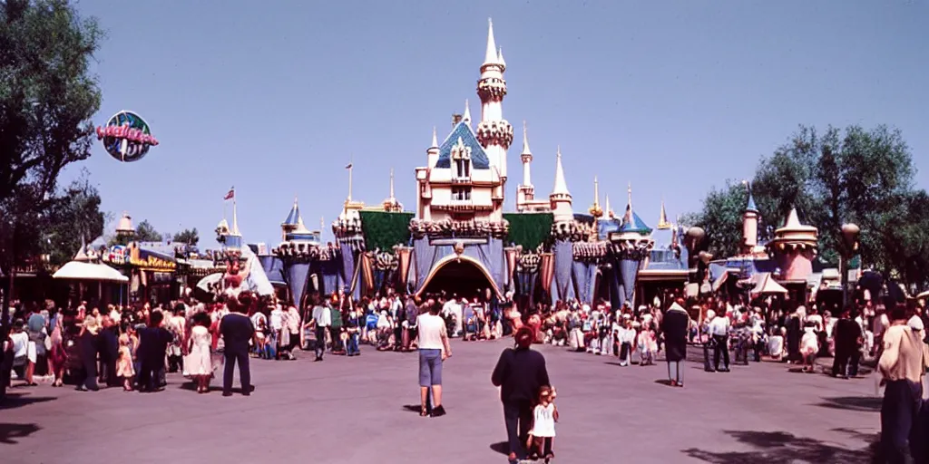 Image similar to 35mm photo of Disneyland, 1962, colorized