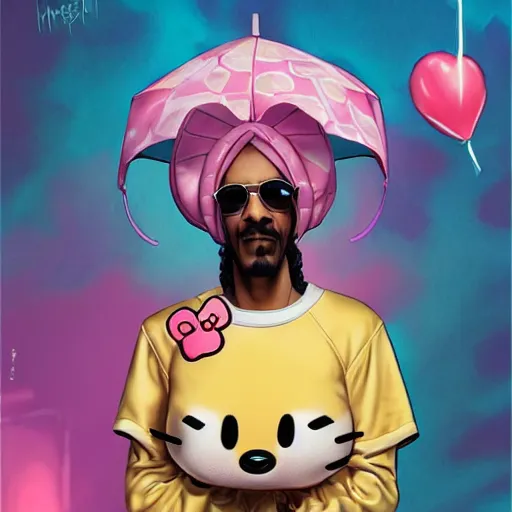 Image similar to Snoop Dog as a Hello Kitty, by Stanley Artgerm Lau, WLOP, Rossdraws, James Jean, Andrei Riabovitchev, Marc Simonetti, Yoshitaka Amano, ArtStation, CGSociety,