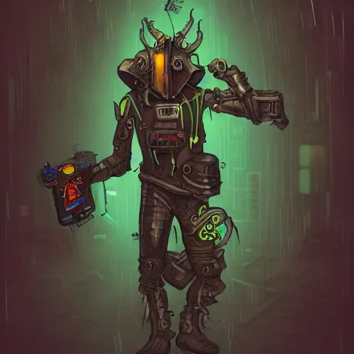 Prompt: goblin engineer, cyberpunk