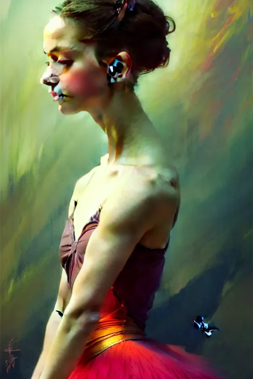 Prompt: a beautiful elegant young ballerina, octane render, vivid colors, artstation, painting by artgerm, face by wlop, by greg rutkowski, by jeremy mann, by alphonse mucha, by boris vallejo.