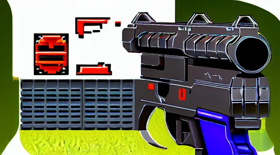 Prompt: og early fps shooter style homage 90s shooter early simple smg 2000s