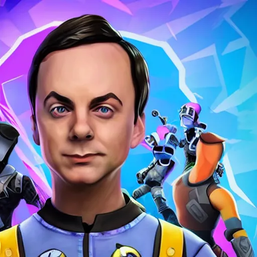 Prompt: sheldon cooper in fortnite