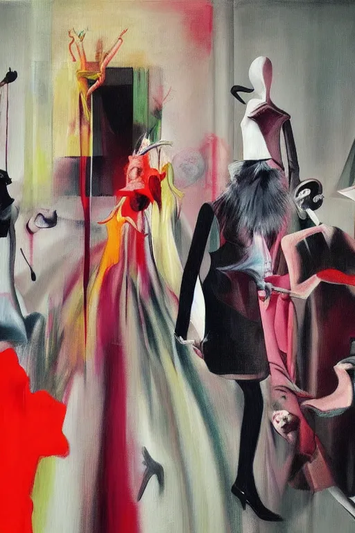 Image similar to crazy fashion catwalk, hauntingly surreal, highly detailed painting by francis bacon, edward hopper, adrian ghenie, gerhard richter, and james jean soft light 4 k,