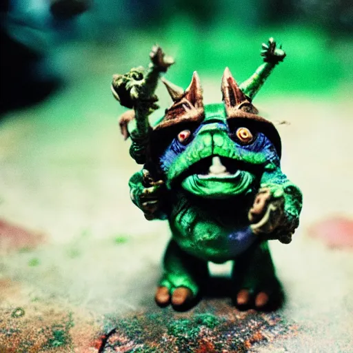 Prompt: photo of a squig from warhammer, portrait photo, cinematic, cinestill 400t film