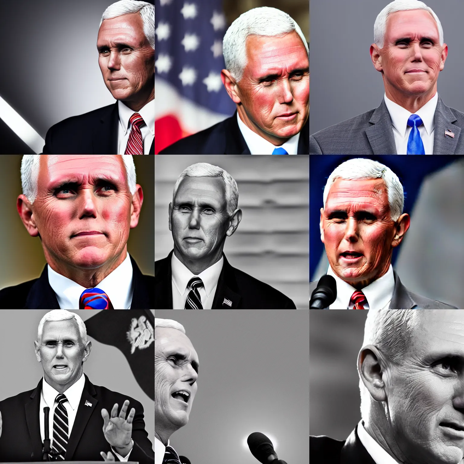 Prompt: mike pence under an electron microscope