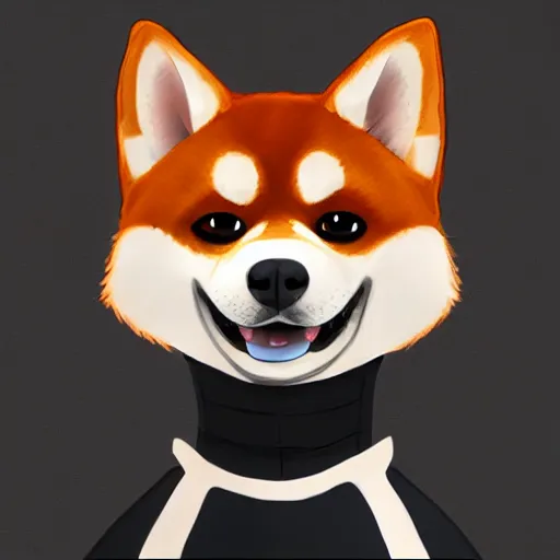 Prompt: cartoon of an anthropomorphic shiba inu fursona, profile picture, highly detailed artwork, furry art, pixiv, furaffinity, DeviantArt, trending on artstation,