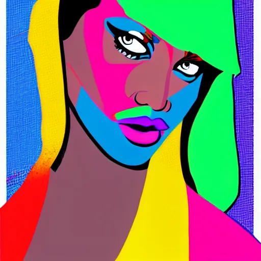 Image similar to rainbow tyra banks. pop art