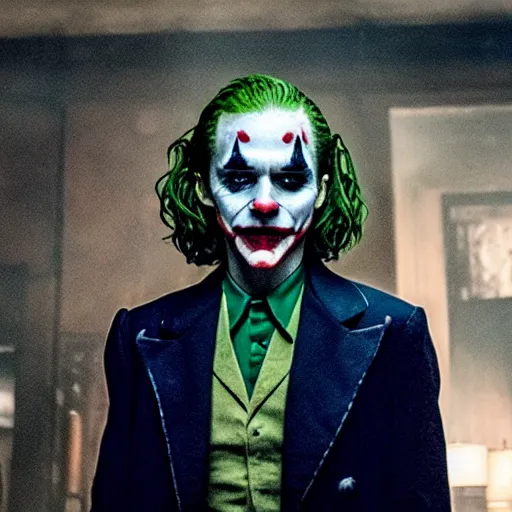 Image similar to film still of Emma Watson as joker in the new Joker movie