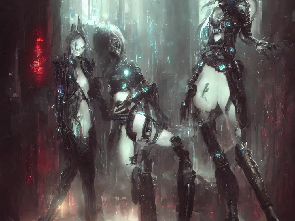 Prompt: cybernetic priestess, cyberpunk, gothic, fantasy, science fiction, character concept art, painting,