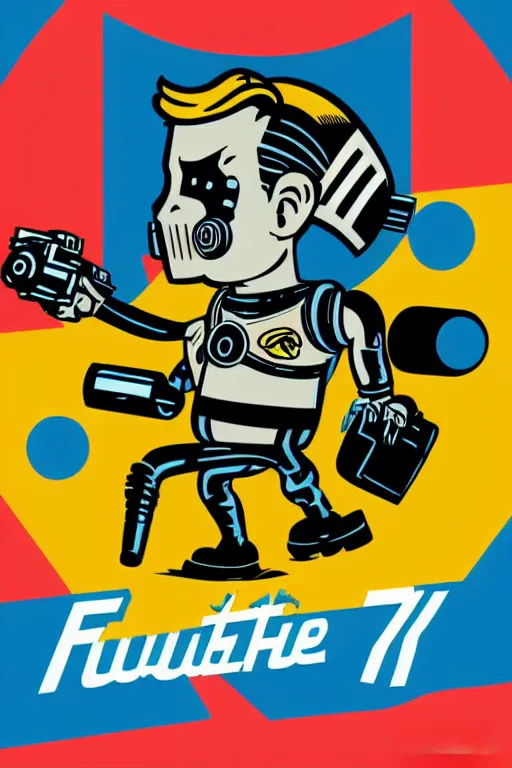 Image similar to fallout 7 6 retro futurist illustration art by butcher billy, sticker, colorful, illustration, highly detailed, simple, smooth and clean vector curves, no jagged lines, vector art, smooth andy warhol style