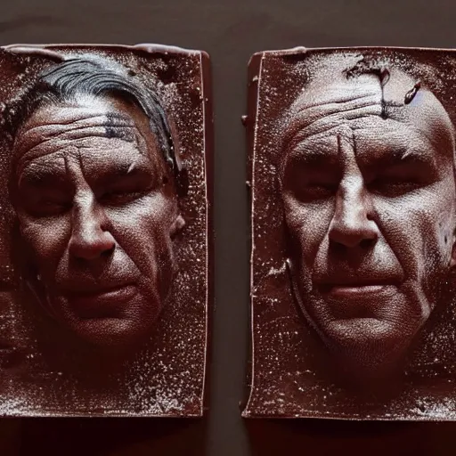 Image similar to dark chocolate relief that looks like till lindemann, dark chocolate painting