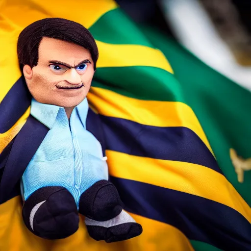 Prompt: Bolsonaro plush toy, product photography