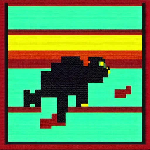 Prompt: a pixel art image of a chimp holding on to a cliff edge
