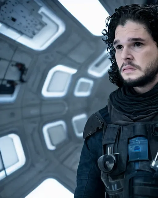 Prompt: kit harington as james holden, on tycho station, in the expanse, 4k tv still, cdx