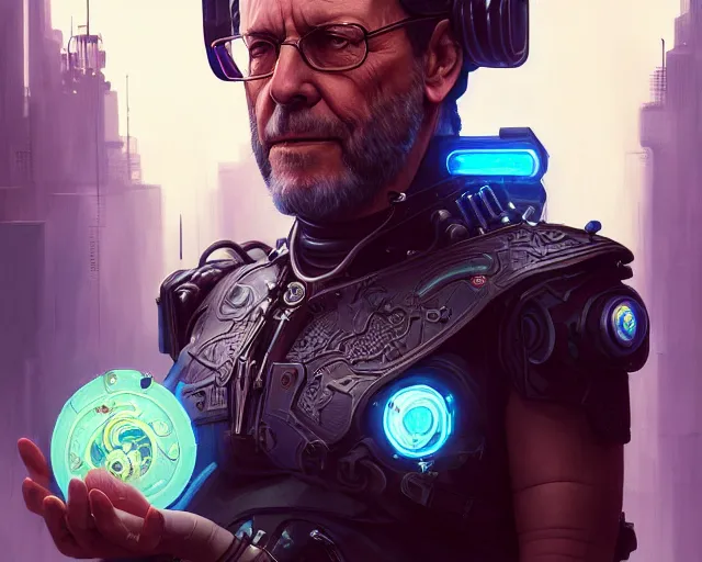 Prompt: mariano rajoy with cyberpunk implants, deep focus, d & d, fantasy, intricate, elegant, highly detailed, digital painting, artstation, concept art, matte, sharp focus, illustration, hearthstone, art by artgerm and greg rutkowski and alphonse mucha