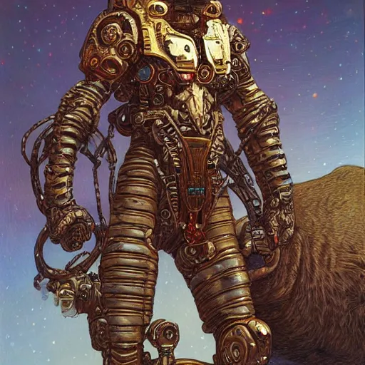 Prompt: cybernetic cyborg warrior, wretched camel, by Donato Giancola and Victo Ngai