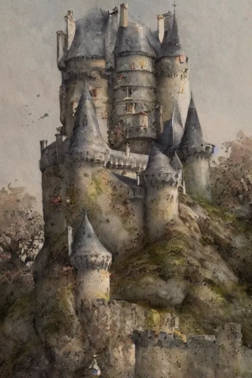Image similar to 1950s castle . muted colors. by Jean-Baptiste Monge