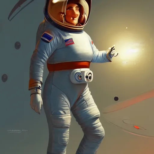 Image similar to curvy female astronaut at the space academy, digital painting, artstation, concept art, smooth, sharp focus, illustration, art by frank frazetta