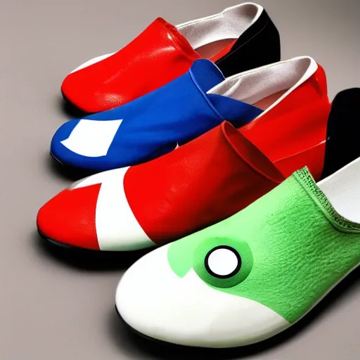 Image similar to shoes in the style of pokemon, product photo